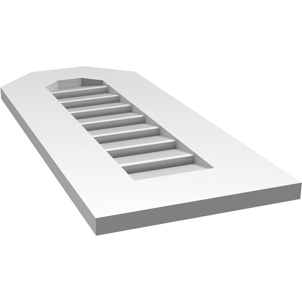 Ekena Millwork Octagonal Top Surface Mount PVC Gable Vent: Functional, w/ 3-1/2"W x 1"P Standard Frame, 12"W x 28"H - GVPOT12X2801SF