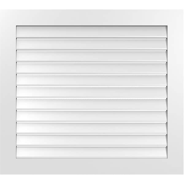 Ekena Millwork Vertical Surface Mount PVC Gable Vent: Functional, w/ 3-1/2"W x 1"P Standard Frame, 40"W x 36"H - GVPVE40X3601SF