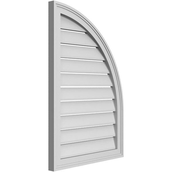 Ekena Millwork Quarter Round Top Right Surface Mount PVC Gable Vent w/ 2"W x 1-1/2"P Brickmould Frame, 22"W x 32"H - GVPQR22X3202SF