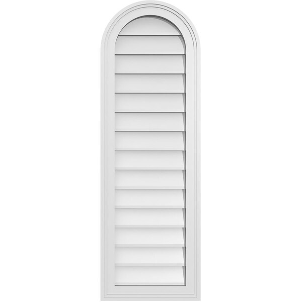 Ekena Millwork Round Top Surface Mount PVC Gable Vent w/ 2"W x 1-1/2"P Brickmould Frame, 14"W x 42"H - GVPRT14X4202SN