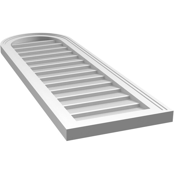 Ekena Millwork Round Top Surface Mount PVC Gable Vent w/ 2"W x 1-1/2"P Brickmould Frame, 14"W x 42"H - GVPRT14X4202SN
