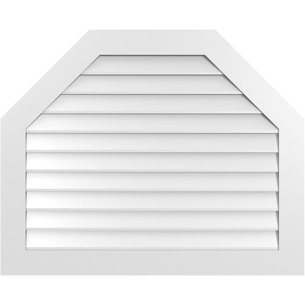 Ekena Millwork Octagonal Top Surface Mount PVC Gable Vent w/ 3-1/2"W x 1"P Standard Frame, 42"W x 34"H - GVPOT42X3401SN