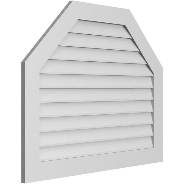 Ekena Millwork Octagonal Top Surface Mount PVC Gable Vent w/ 3-1/2"W x 1"P Standard Frame, 42"W x 34"H - GVPOT42X3401SN