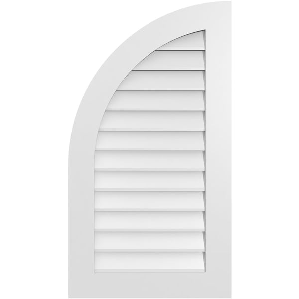 Ekena Millwork Quarter Round Top Left Surface Mount PVC Gable Vent w/ 3-1/2"W x 1"P Standard Frame, 22"W x 40"H - GVPQL22X4001SN