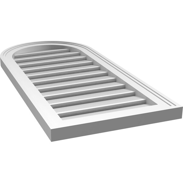 Ekena Millwork Round Top Surface Mount PVC Gable Vent: Functional, w/ 2"W x 1-1/2"P Brickmould Frame, 16"W x 34"H - GVPRT16X3402SF