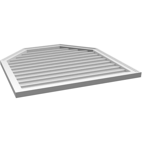 Ekena Millwork Octagonal Top Surface Mount PVC Gable Vent w/ 2"W x 1-1/2"P Brickmould Frame, 36"W x 36"H - GVPOT36X3602SN
