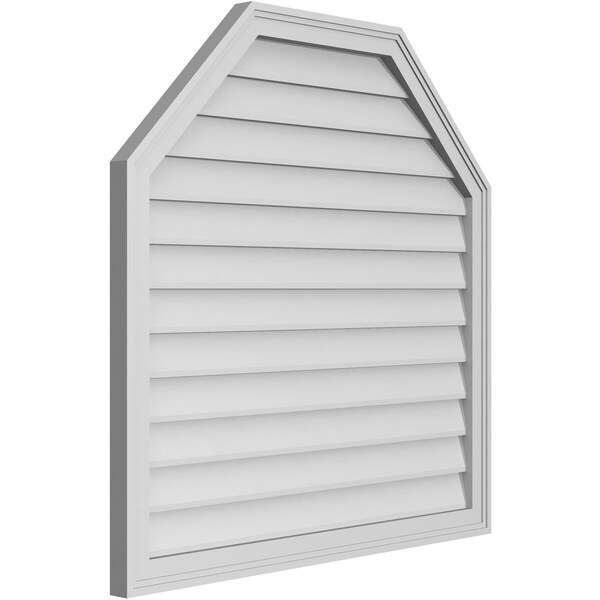 Ekena Millwork Octagonal Top Surface Mount PVC Gable Vent w/ 2"W x 1-1/2"P Brickmould Frame, 36"W x 36"H - GVPOT36X3602SN
