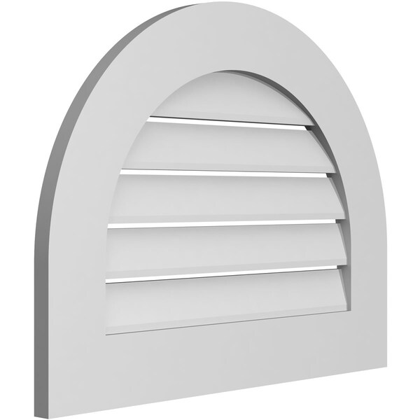 Ekena Millwork Round Top Surface Mount PVC Gable Vent: Functional, w/ 3-1/2"W x 1"P Standard Frame, 26"W x 20"H - GVPRT26X2001SF