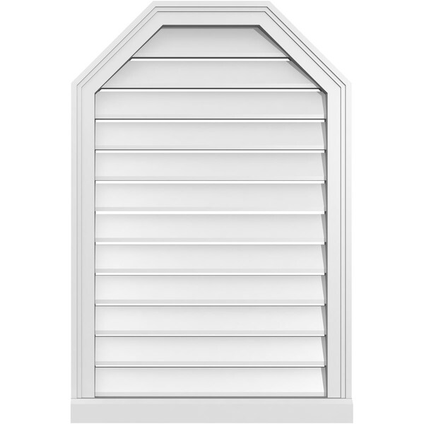 Ekena Millwork Octagonal Top Surface Mount PVC Gable Vent w/ 2"W x 2"P Brickmould Sill Frame, 24"W x 36"H - GVPOT24X3603SF