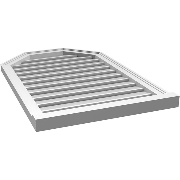 Ekena Millwork Octagonal Top Surface Mount PVC Gable Vent w/ 2"W x 2"P Brickmould Sill Frame, 24"W x 36"H - GVPOT24X3603SF