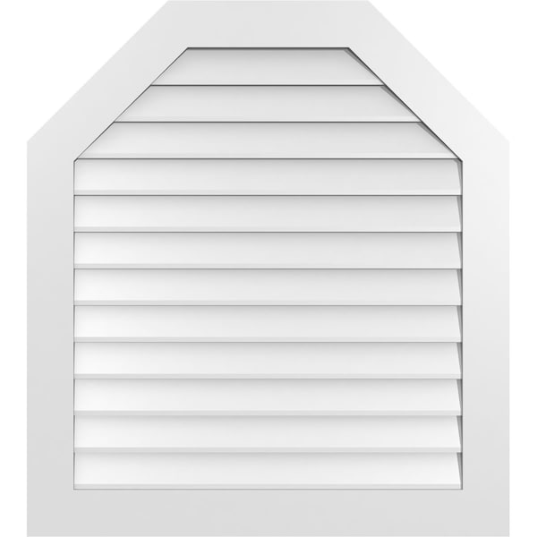 Ekena Millwork Octagonal Top Surface Mount PVC Gable Vent w/ 3-1/2"W x 1"P Standard Frame, 36"W x 40"H - GVPOT36X4001SN