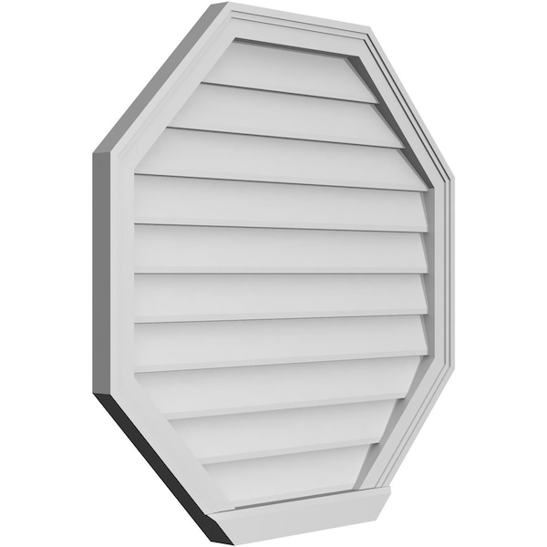 Ekena Millwork Octagonal Surface Mount PVC Gable Vent w/ 2"W x 2"P Brickmould Sill Frame, 32"W x 32"H - GVPOC32X3203SN