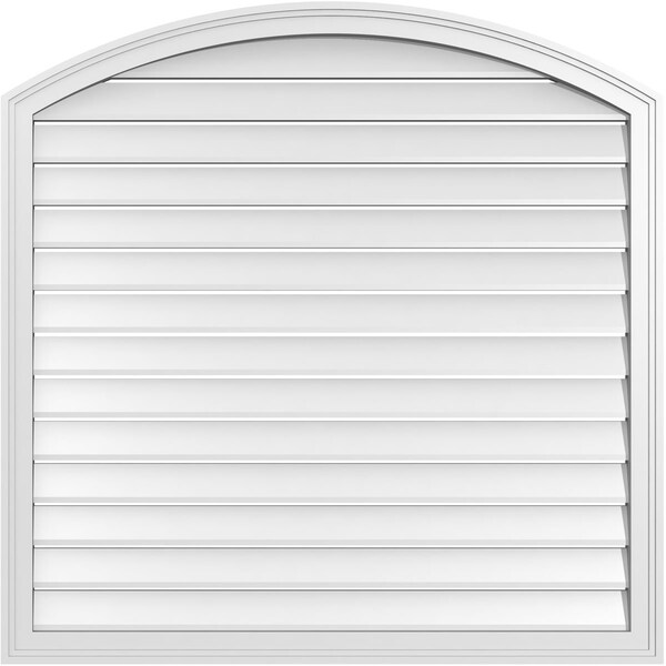 Ekena Millwork Arch Top Surface Mount PVC Gable Vent: Non-Functional, w/2"W x 1-1/2"P Brickmould Frame, 40"W x 42"H - GVPAR40X4202SN