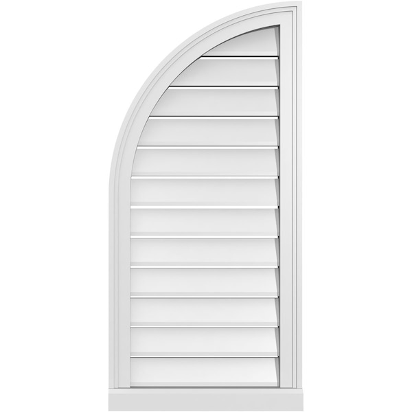 Ekena Millwork Quarter Round Top Left Surface Mount PVC Gable Vent w/ 2"W x 2"P Brickmould Sill Frame, 18"W x 38"H - GVPQL18X3803SF