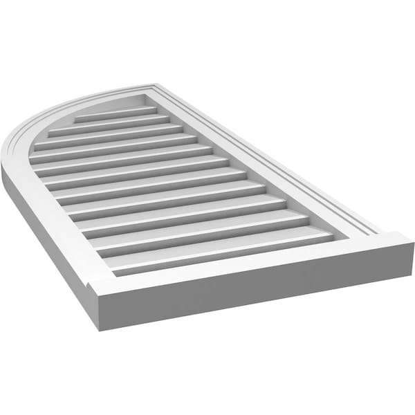 Ekena Millwork Quarter Round Top Left Surface Mount PVC Gable Vent w/ 2"W x 2"P Brickmould Sill Frame, 18"W x 38"H - GVPQL18X3803SF