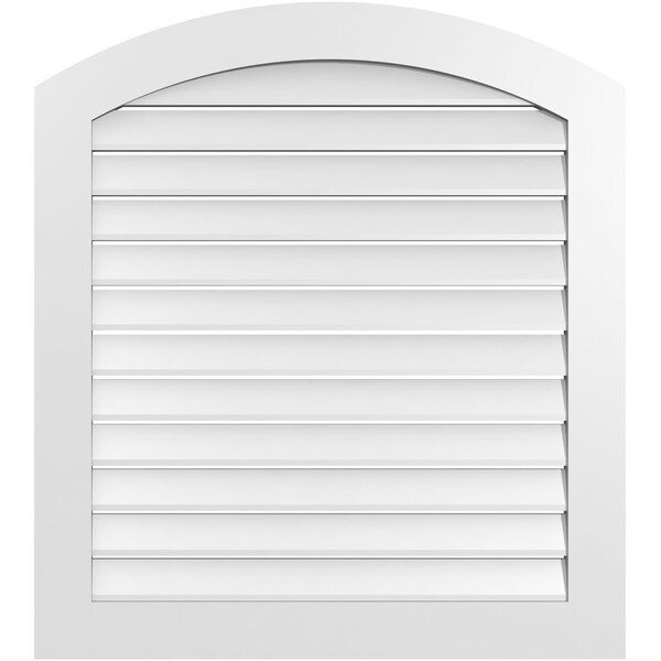 Ekena Millwork Arch Top Surface Mount PVC Gable Vent: Non-Functional, w/ 3-1/2"W x 1"P Standard Frame, 36"W x 38"H - GVPAR36X3801SN