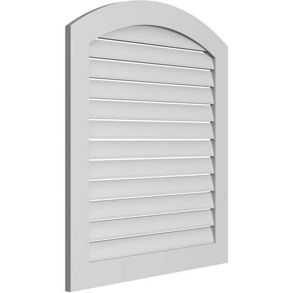 Ekena Millwork Arch Top Surface Mount PVC Gable Vent: Non-Functional, w/ 3-1/2"W x 1"P Standard Frame, 36"W x 38"H - GVPAR36X3801SN