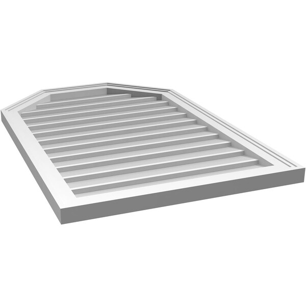 Ekena Millwork Octagonal Top Surface Mount PVC Gable Vent w/ 2"W x 1-1/2"P Brickmould Frame, 24"W x 36"H - GVPOT24X3602SN