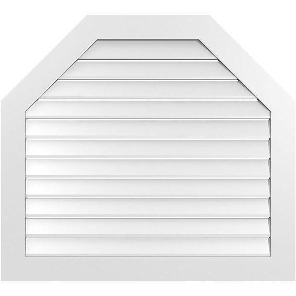 Ekena Millwork Octagonal Top Surface Mount PVC Gable Vent: Functional, w/ 3-1/2"W x 1"P Standard Frame, 42"W x 38"H - GVPOT42X3801SF