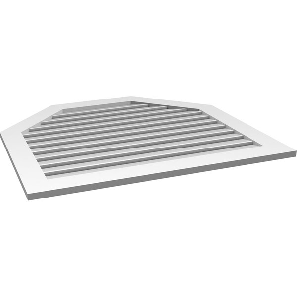 Ekena Millwork Octagonal Top Surface Mount PVC Gable Vent: Functional, w/ 3-1/2"W x 1"P Standard Frame, 42"W x 38"H - GVPOT42X3801SF