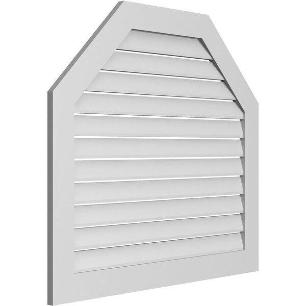 Ekena Millwork Octagonal Top Surface Mount PVC Gable Vent: Functional, w/ 3-1/2"W x 1"P Standard Frame, 42"W x 38"H - GVPOT42X3801SF