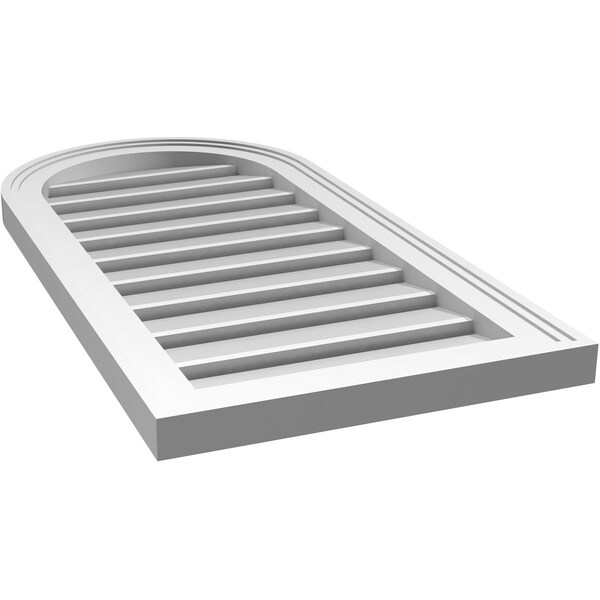 Ekena Millwork Round Top Surface Mount PVC Gable Vent: Functional, w/ 2"W x 1-1/2"P Brickmould Frame, 16"W x 32"H - GVPRT16X3202SF