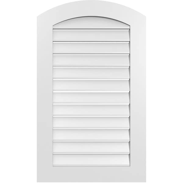 Ekena Millwork Arch Top Surface Mount PVC Gable Vent: Non-Functional, w/ 3-1/2"W x 1"P Standard Frame, 24"W x 38"H - GVPAR24X3801SN