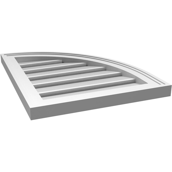Ekena Millwork Quarter Round Top Right Surface Mount PVC Gable Vent w/ 2"W x 1-1/2"P Brickmould Frame, 18"W x 22"H - GVPQR18X2202SF