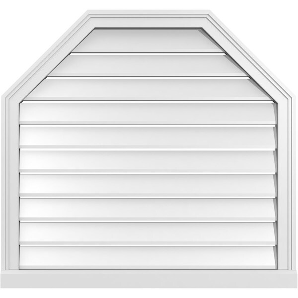 Ekena Millwork Octagonal Top Surface Mount PVC Gable Vent w/ 2"W x 2"P Brickmould Sill Frame, 34"W x 32"H - GVPOT34X3203SF