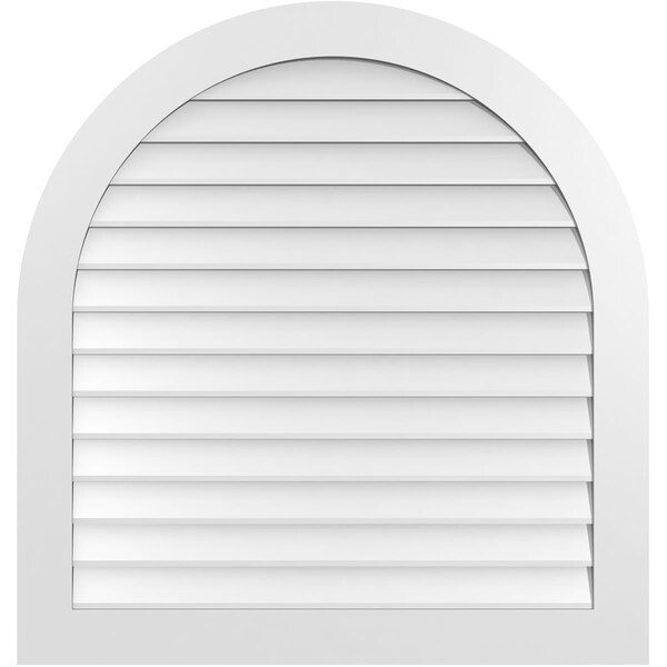 Ekena Millwork Round Top Surface Mount PVC Gable Vent: Non-Functional, w/ 3-1/2"W x 1"P Standard Frame, 40"W x 42"H - GVPRT40X4201SN