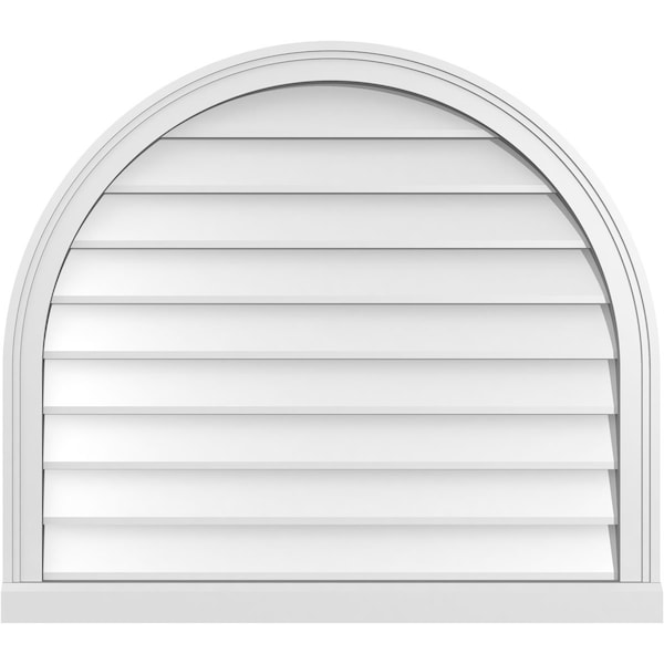 Ekena Millwork Round Top Surface Mount PVC Gable Vent w/ 2"W x 2"P Brickmould Sill Frame, 34"W x 30"H - GVPRT34X3003SN