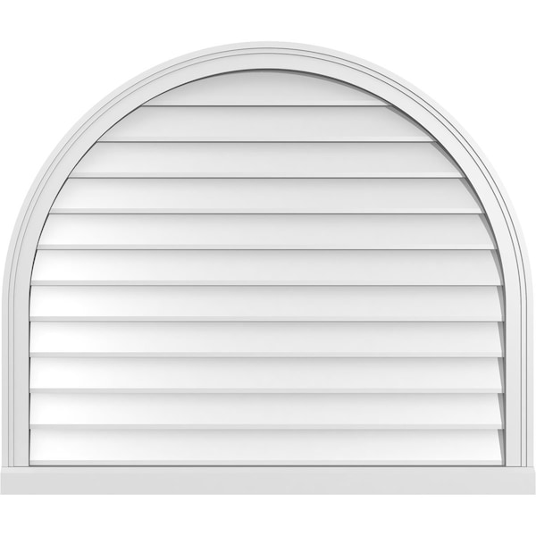 Ekena Millwork Round Top Surface Mount PVC Gable Vent w/ 2"W x 2"P Brickmould Sill Frame, 40"W x 34"H - GVPRT40X3403SN