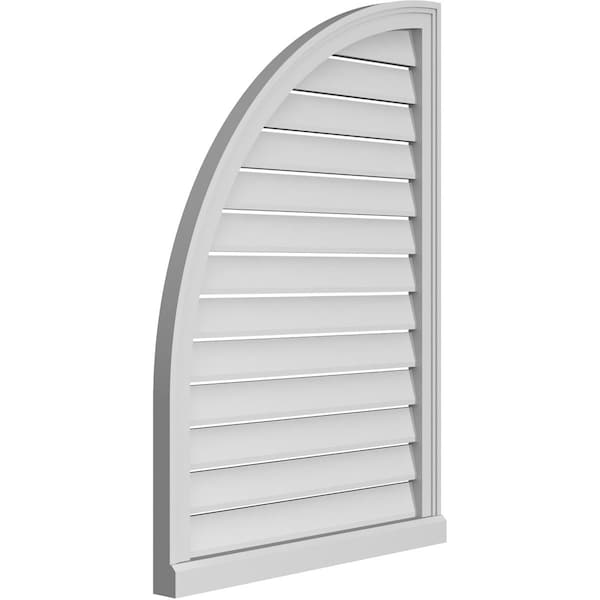 Ekena Millwork Quarter Round Top Left Surface Mount PVC Gable Vent w/ 2"W x 2"P Brickmould Sill Frame, 28"W x 40"H - GVPQL28X4003SF