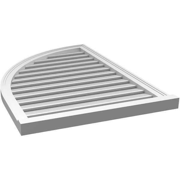 Ekena Millwork Quarter Round Top Left Surface Mount PVC Gable Vent w/ 2"W x 2"P Brickmould Sill Frame, 28"W x 40"H - GVPQL28X4003SF