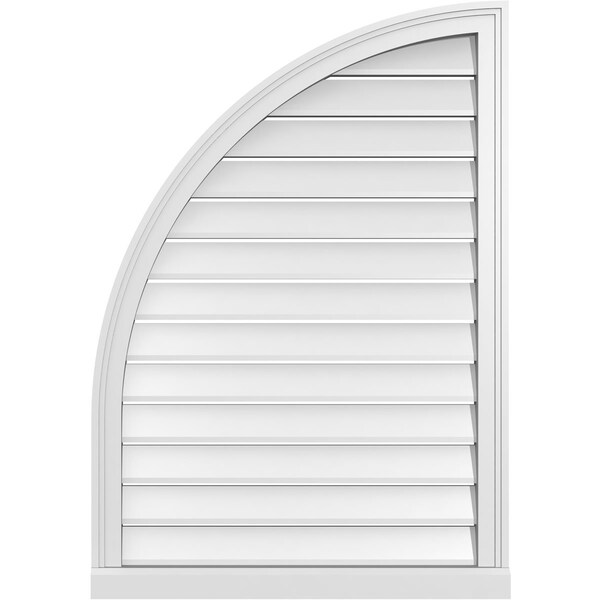 Ekena Millwork Quarter Round Top Left Surface Mount PVC Gable Vent w/ 2"W x 2"P Brickmould Sill Frame, 28"W x 40"H - GVPQL28X4003SF