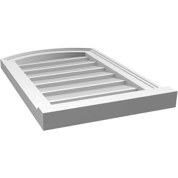 Ekena Millwork Arch Top Surface Mount PVC Gable Vent: Functional, w/ 2"W x 2"P Brickmould Sill Frame, 16"W x 24"H - GVPAR16X2403SF