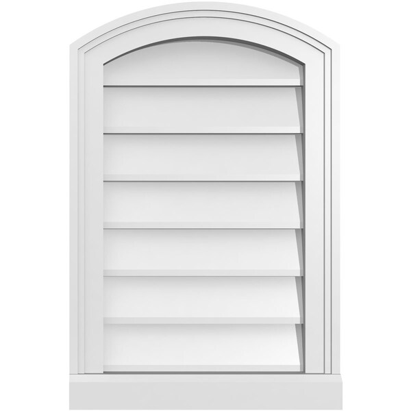 Ekena Millwork Arch Top Surface Mount PVC Gable Vent: Functional, w/ 2"W x 2"P Brickmould Sill Frame, 16"W x 24"H - GVPAR16X2403SF