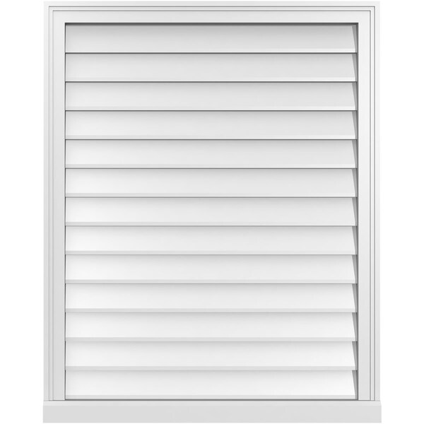 Ekena Millwork Vertical Surface Mount PVC Gable Vent w/ 2"W x 2"H , Brickmould Sill Frame, 32"W x 40"H - GVPVE32X4003SN