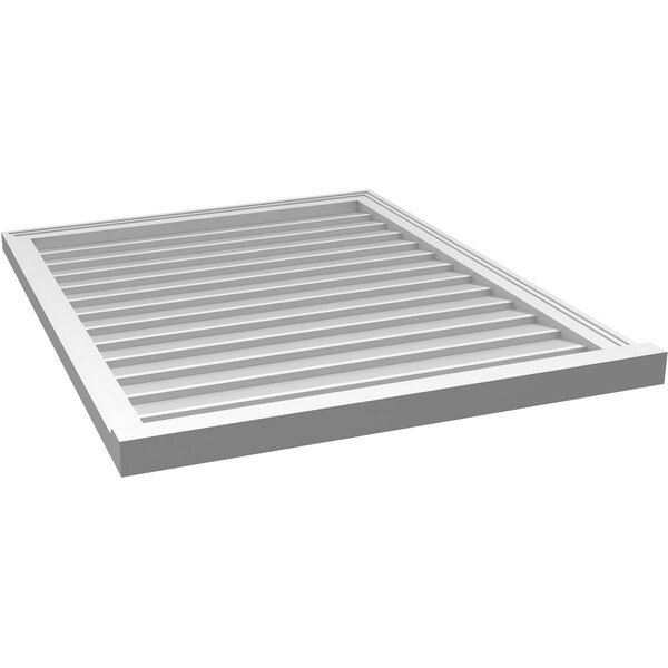 Ekena Millwork Vertical Surface Mount PVC Gable Vent w/ 2"W x 2"H , Brickmould Sill Frame, 32"W x 40"H - GVPVE32X4003SN