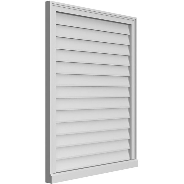 Ekena Millwork Vertical Surface Mount PVC Gable Vent w/ 2"W x 2"H , Brickmould Sill Frame, 32"W x 40"H - GVPVE32X4003SN