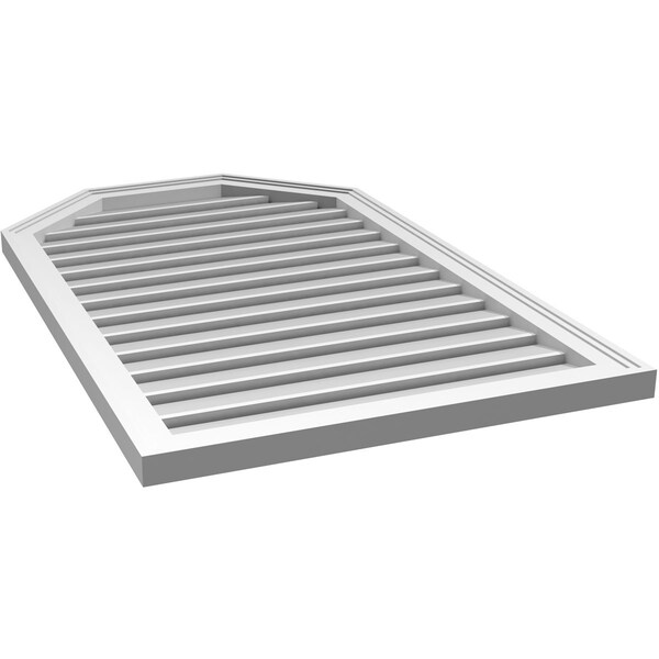 Ekena Millwork Octagonal Top Surface Mount PVC Gable Vent w/ 2"W x 1-1/2"P Brickmould Frame, 26"W x 42"H - GVPOT26X4202SF
