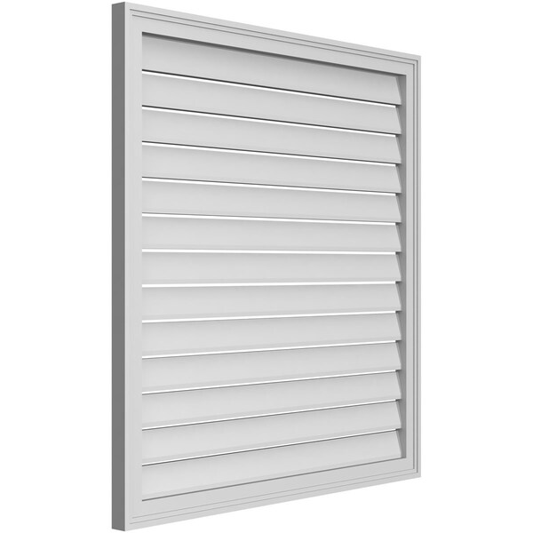 Ekena Millwork Vertical Surface Mount PVC Gable Vent: Functional, w/ 2"W x 1-1/2"P Brickmould Frame, 38"W x 40"H - GVPVE38X4002SF