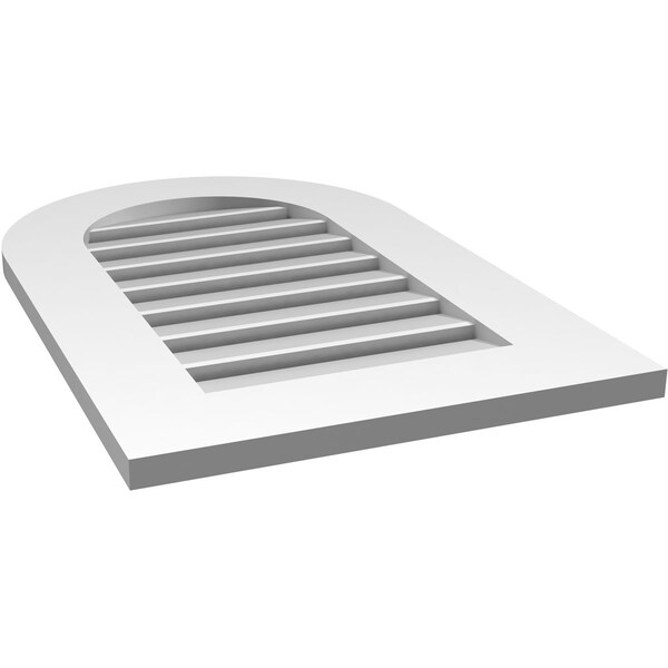 Ekena Millwork Round Top Surface Mount PVC Gable Vent: Functional, w/ 3-1/2"W x 1"P Standard Frame, 18"W x 28"H - GVPRT18X2801SF