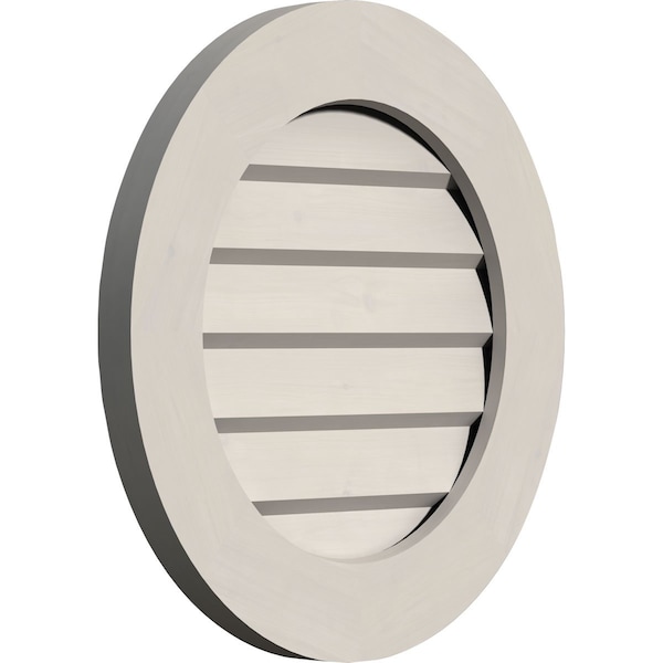 Ekena Millwork Round Gable Vent Primed, Non-Functional, Pine Gable Vent w/ Decorative Face Frame, 14"W x 14"H - GVWRO14X1402SDPPI