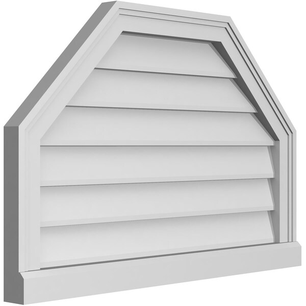 Ekena Millwork Octagonal Top Surface Mount PVC Gable Vent w/ 2"W x 2"P Brickmould Sill Frame, 30"W x 20"H - GVPOT30X2003SN