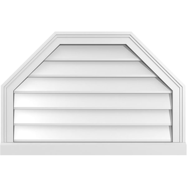 Ekena Millwork Octagonal Top Surface Mount PVC Gable Vent w/ 2"W x 2"P Brickmould Sill Frame, 30"W x 20"H - GVPOT30X2003SN