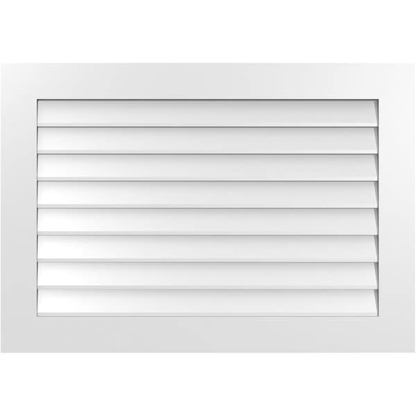 Ekena Millwork Vertical Surface Mount PVC Gable Vent: Non-Functional, w/3-1/2"W x 1"H, Standard Frame, 40"W x 28"H - GVPVE40X2801SN