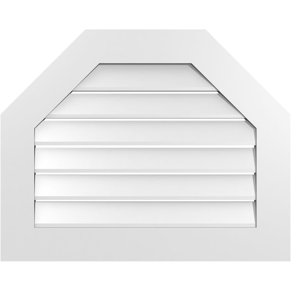 Ekena Millwork Octagonal Top Surface Mount PVC Gable Vent: Functional, w/ 3-1/2"W x 1"P Standard Frame, 30"W x 24"H - GVPOT30X2401SF
