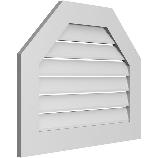 Ekena Millwork Octagonal Top Surface Mount PVC Gable Vent: Functional, w/ 3-1/2"W x 1"P Standard Frame, 30"W x 24"H - GVPOT30X2401SF