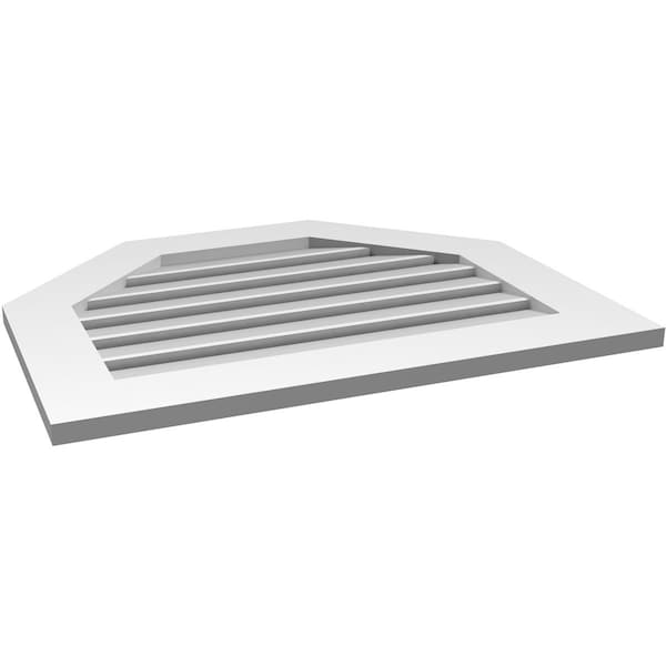 Ekena Millwork Octagonal Top Surface Mount PVC Gable Vent: Functional, w/ 3-1/2"W x 1"P Standard Frame, 30"W x 24"H - GVPOT30X2401SF